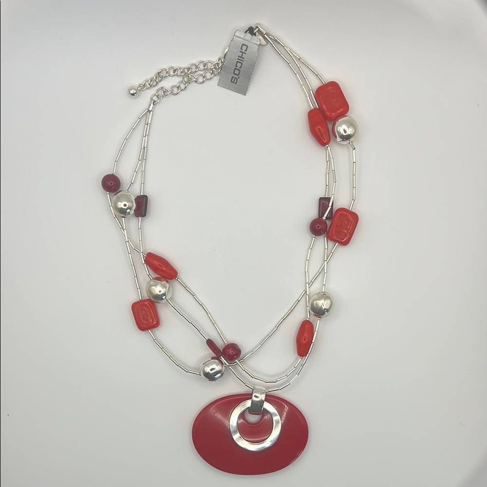 Chico's Red and Silver Necklace - Samba Loca